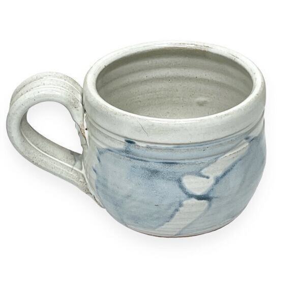 Thorpe Studio Art Pottery Mug Blue & Off‎ White Signed - Picture 1 of 10